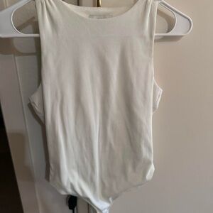 House of Harlow 1960 White Ribbed Bodysuit